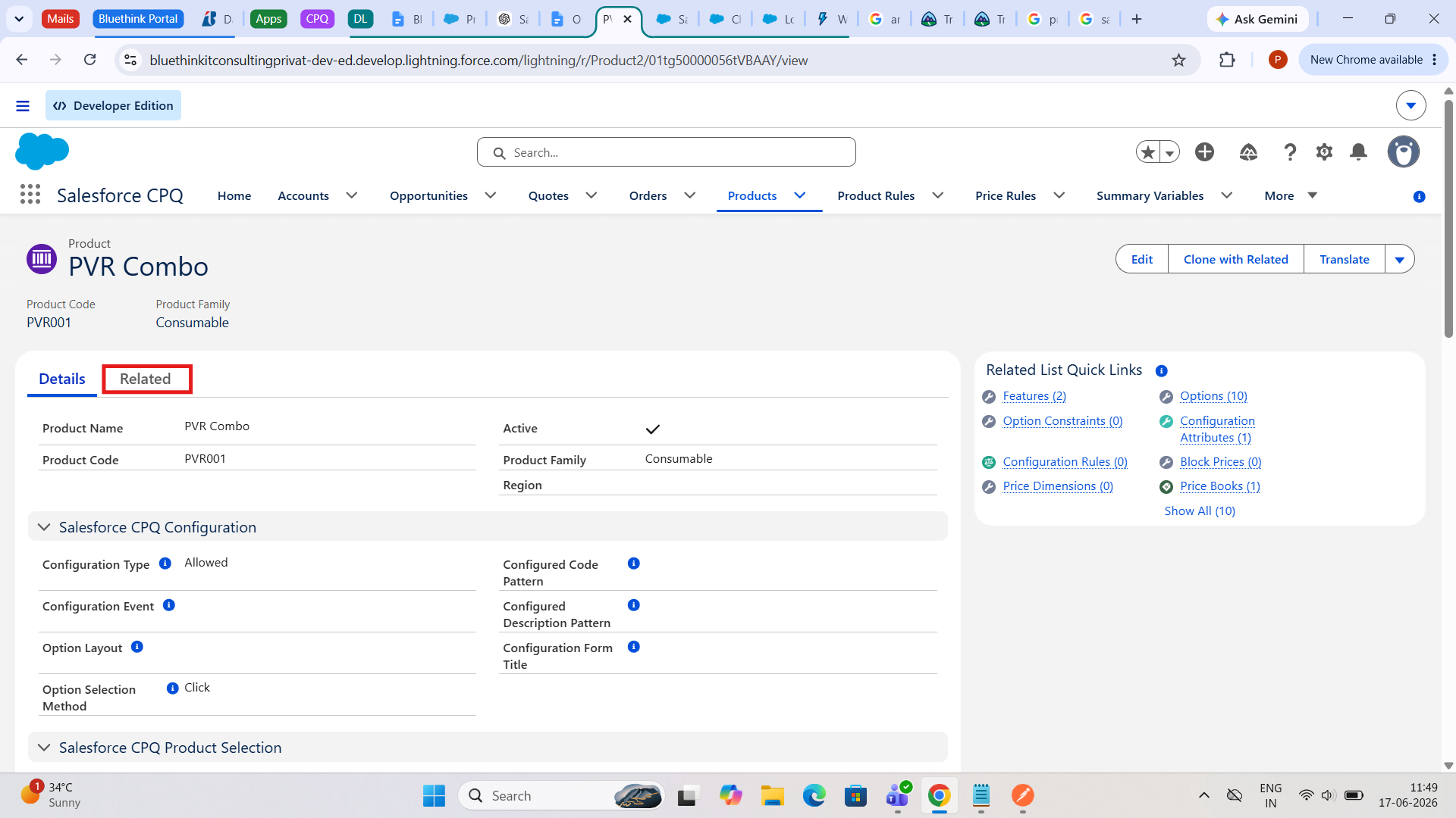Related Tab for Product Features