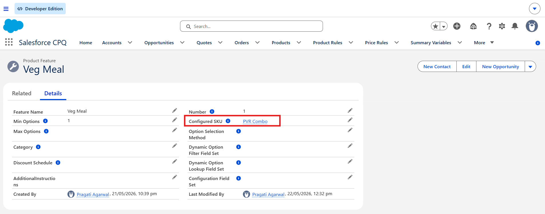 Configured SKU Field in Salesforce CPQ