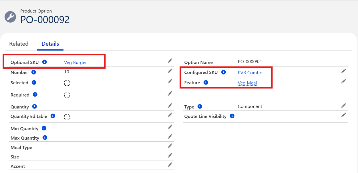 Optional SKU and Feature Field